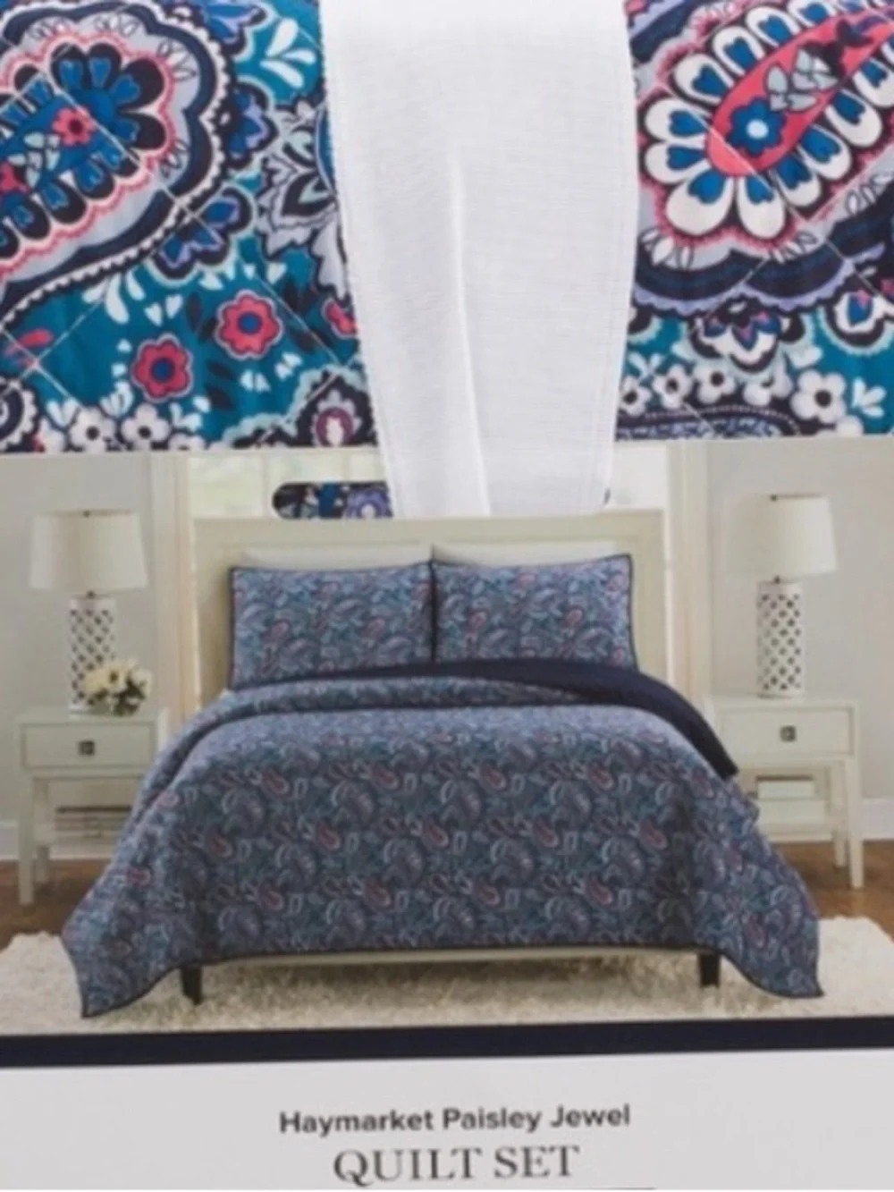 VERA BRADLEY Blue 3pc Paisley Quilt Set